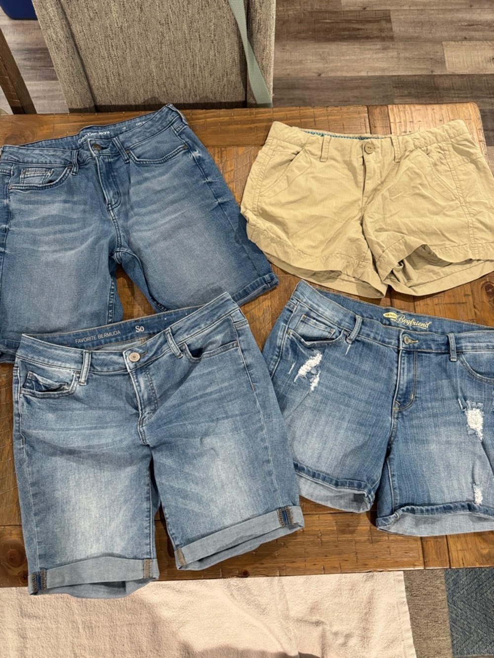 Mixed Women’s Denim and Khaki Shorts Bundle - Blue and Tan